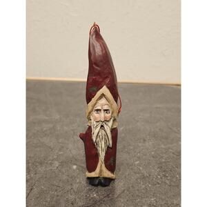 Santa Claus Christmas Ornament Handcarved Old World Wood Folk Art Father Vintage